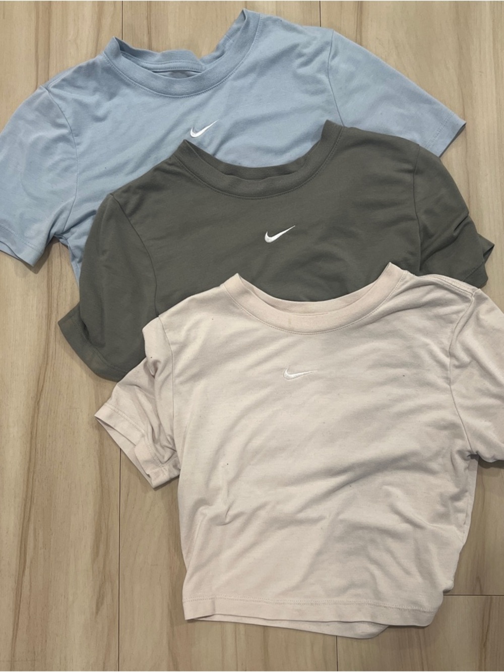 Nike Women's Short Sleeve Tee Trio - Light Blue, Olive Green, tan